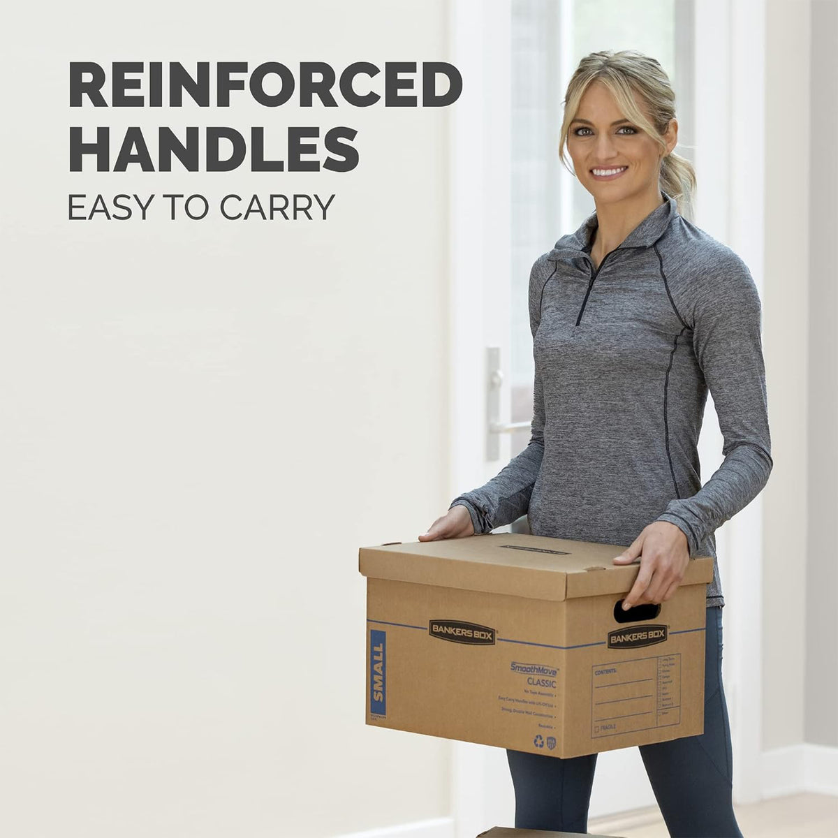 Bankers Box 10-Pack Medium Classic Moving Boxes, Lift-Off Lid, Built-In Handles
