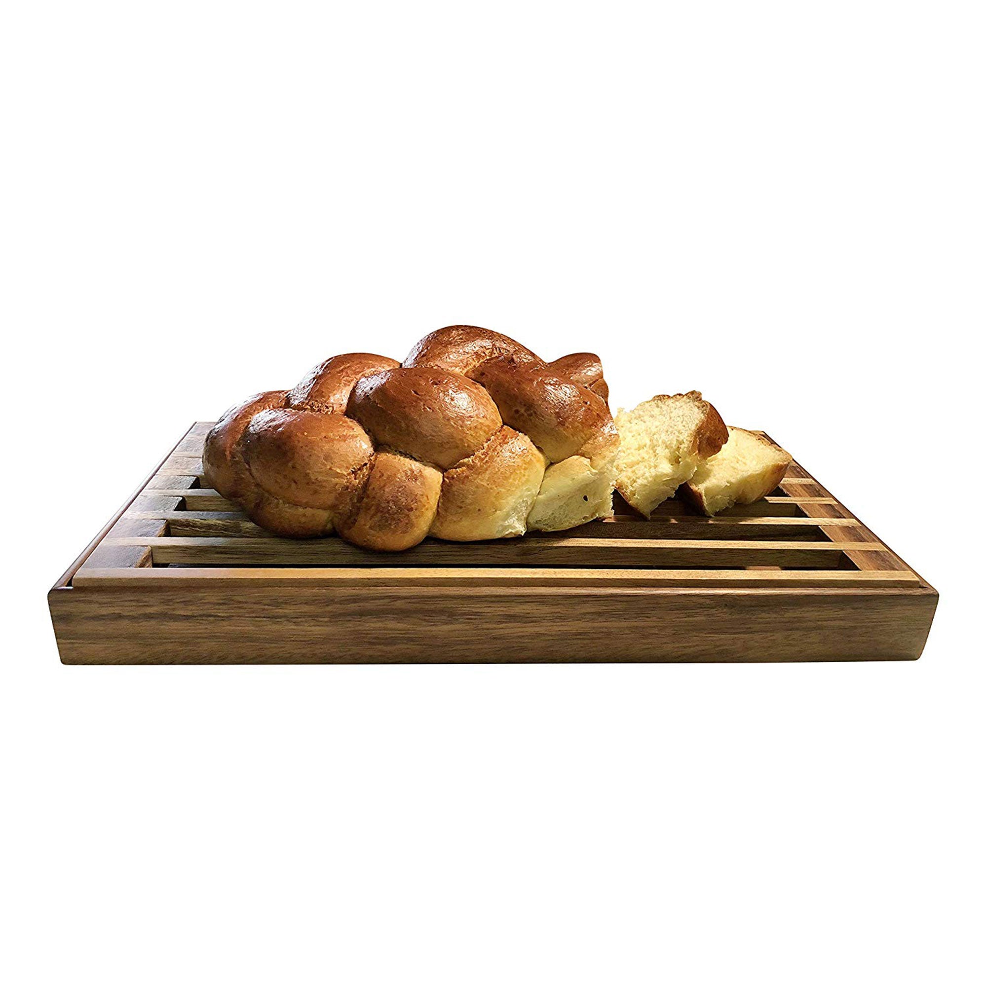 Kalmar Home 441 3 in 1 Acacia Wood Tray, Trivet, Bread Crumb Catcher(Open Box)