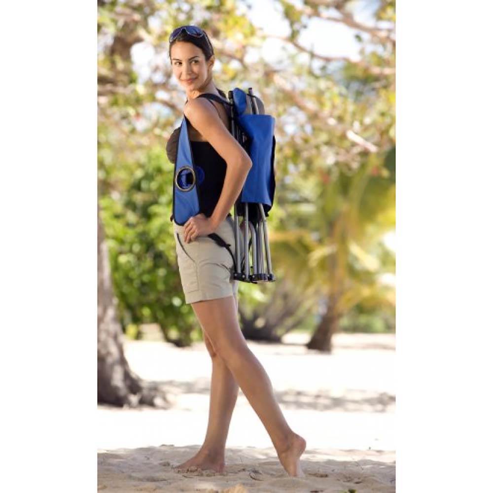Kelsyus Mesh Folding Backpack Beach Chair w/Headrest & Cup Holder, Blue (2 Pack)