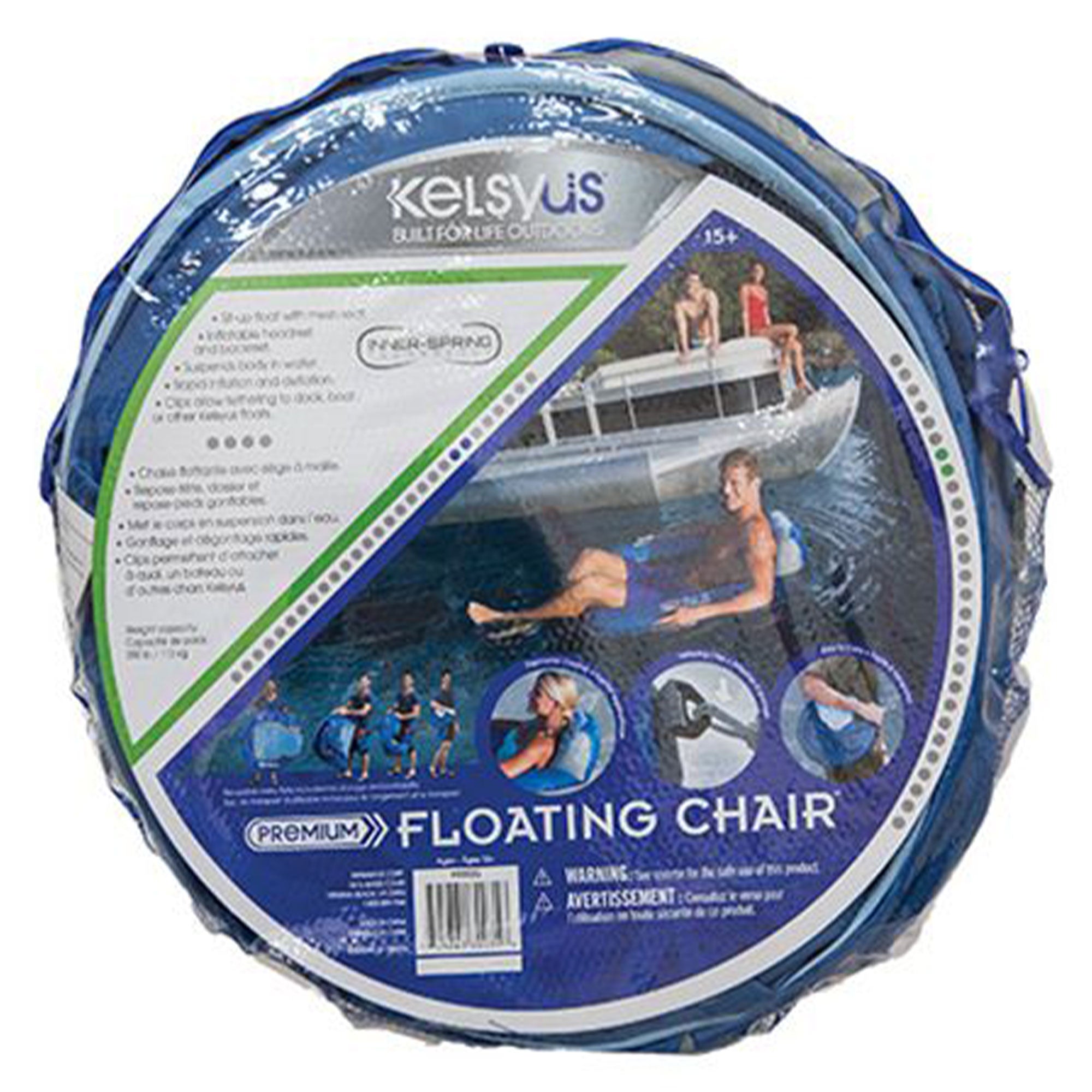 Kelsyus Floating Pool Lounger Inflatable Chair w/ Cup Holder - Blue (Open Box)