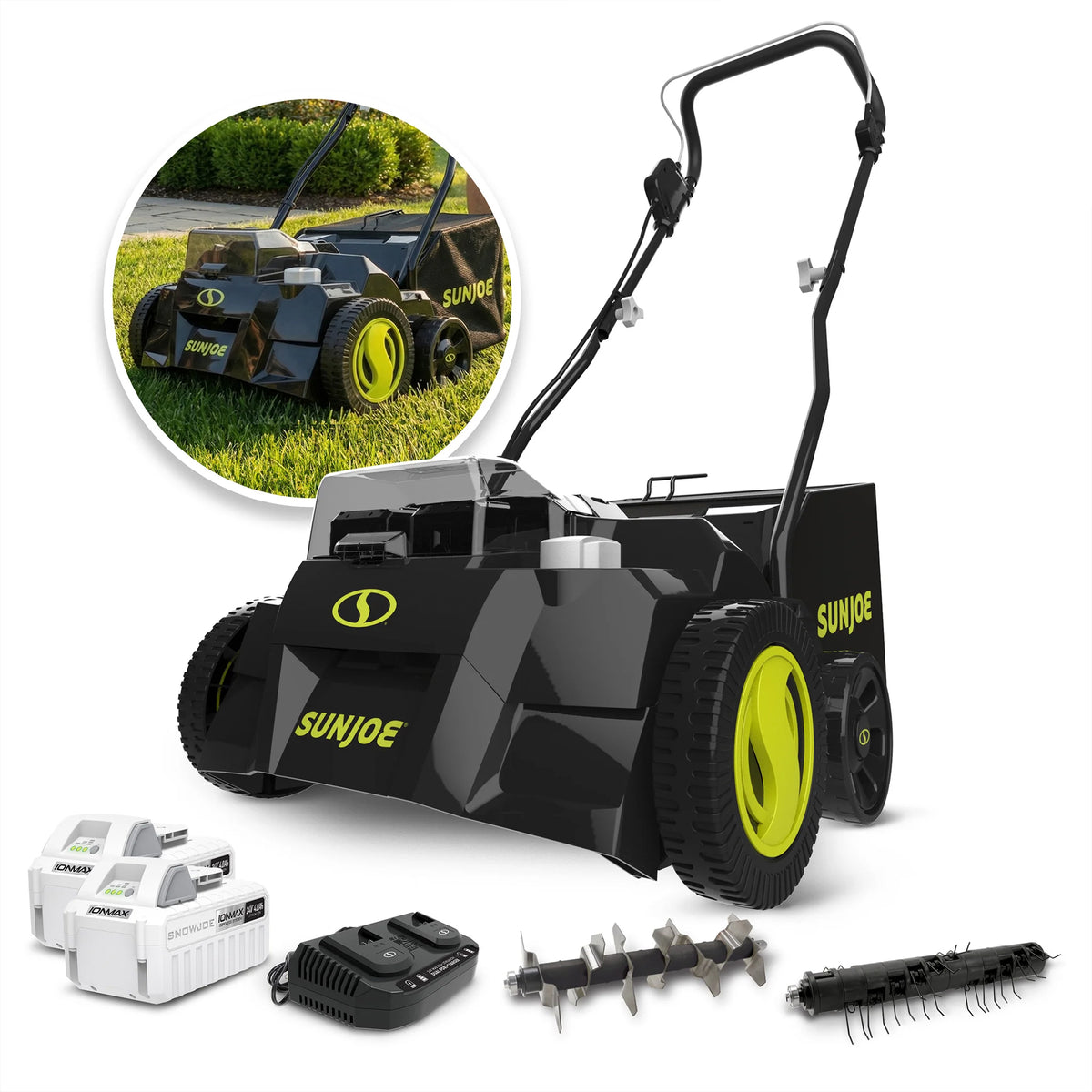 Sun Joe 15" 24-Volt Cordless Scarifier + Dethatcher, Tool Only, 24V-X2-DTS15-CT