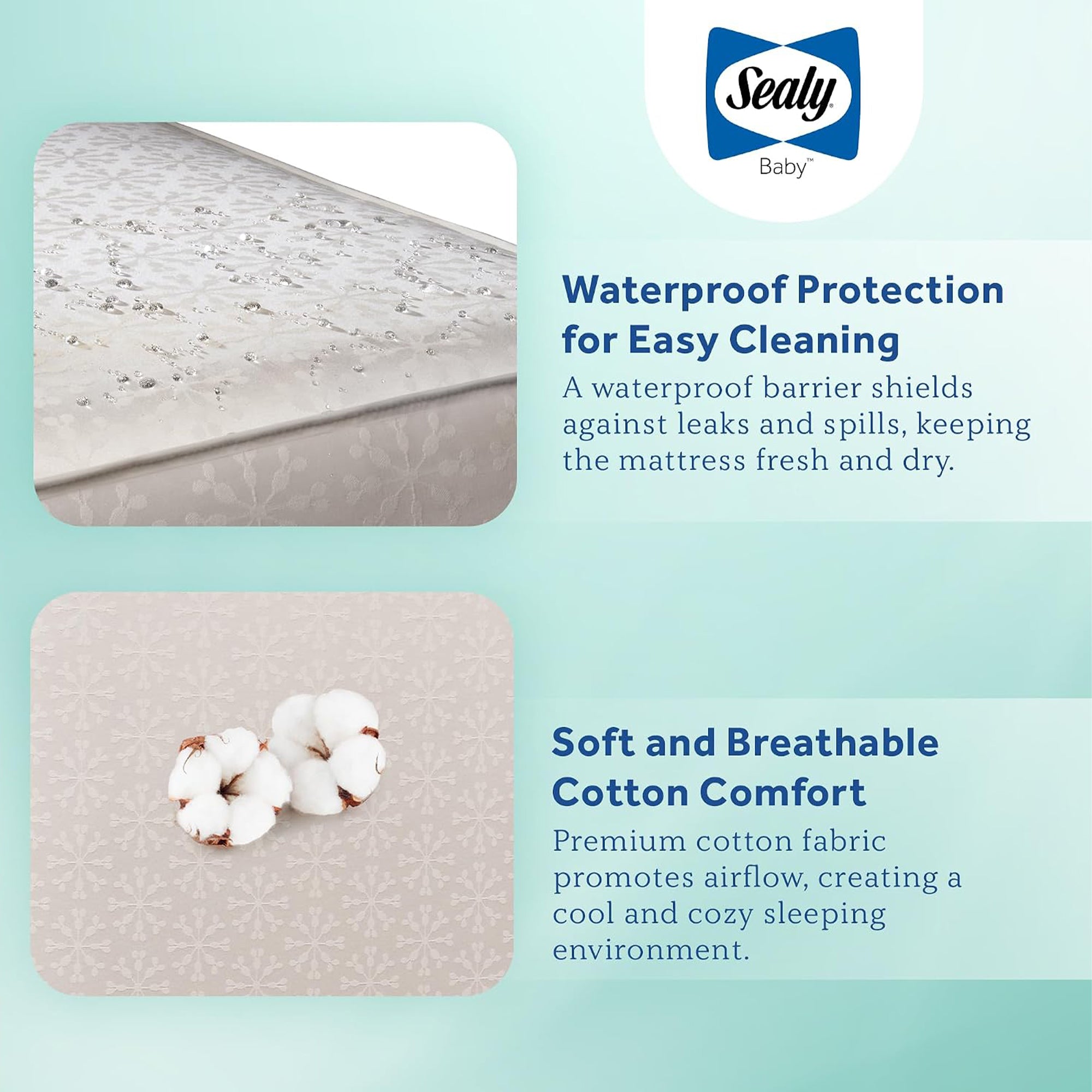 Sealy Baby Flex Cool 2 Stage Crib and Toddler Bed Mattress, Waterproof Cotton