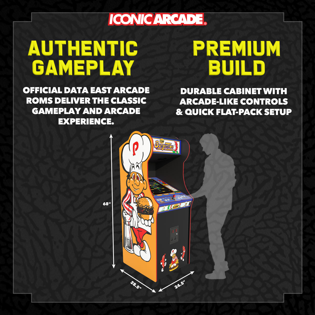 Iconic Arcade BurgerTime XT Arcade Machine with 20 Games, 19.5-Inch Screen