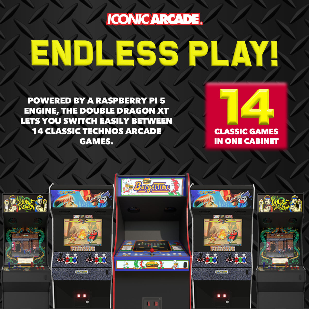 Iconic Arcade Double Dragon XT Arcade Machine with 14 Games, 19.5-Inch Screen