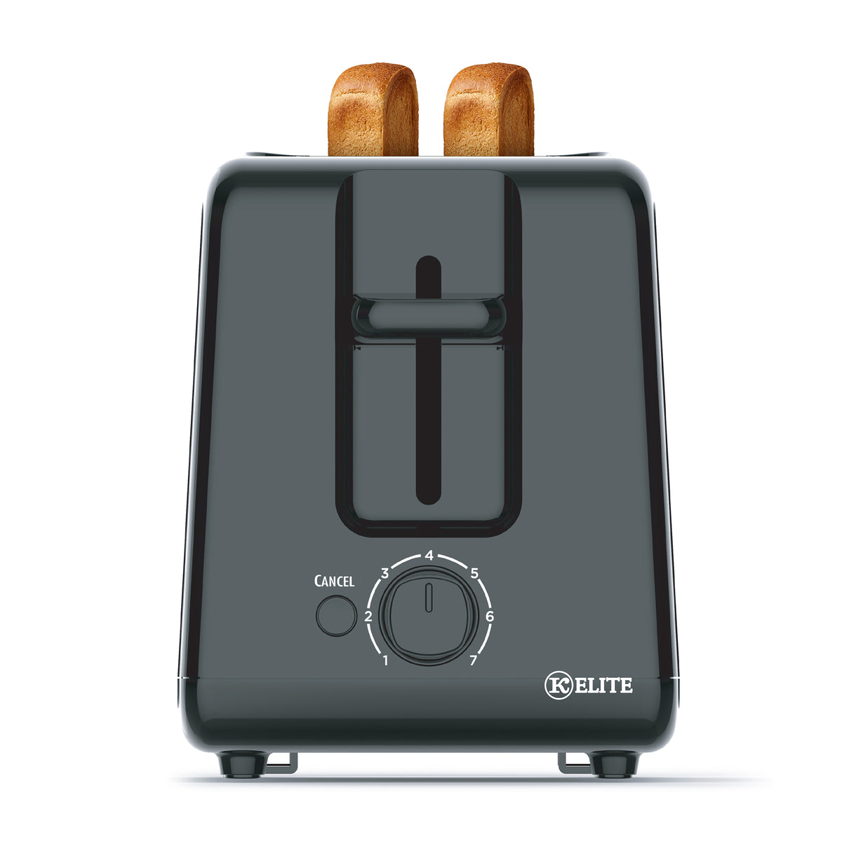 Kitchen Elite 2-Slice Toaster with Single Control, 7 Shade Settings, 700W, Black