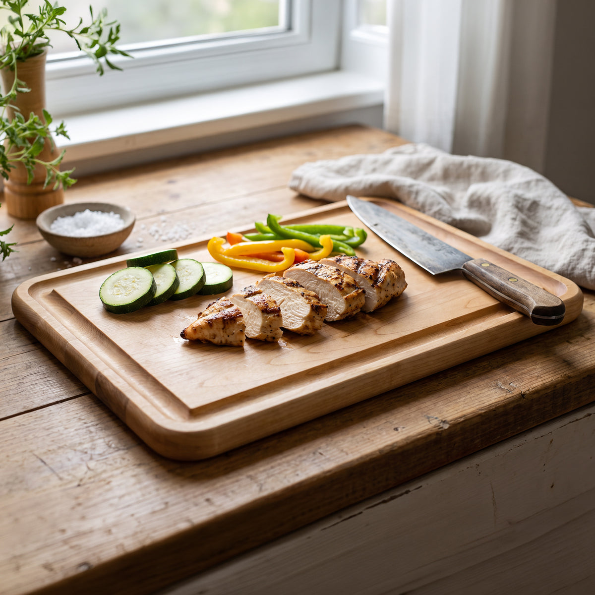 J.K. Adams Farmhouse Maple Wood Carving and Food Prep Board, 17" x 11" x 0.75"
