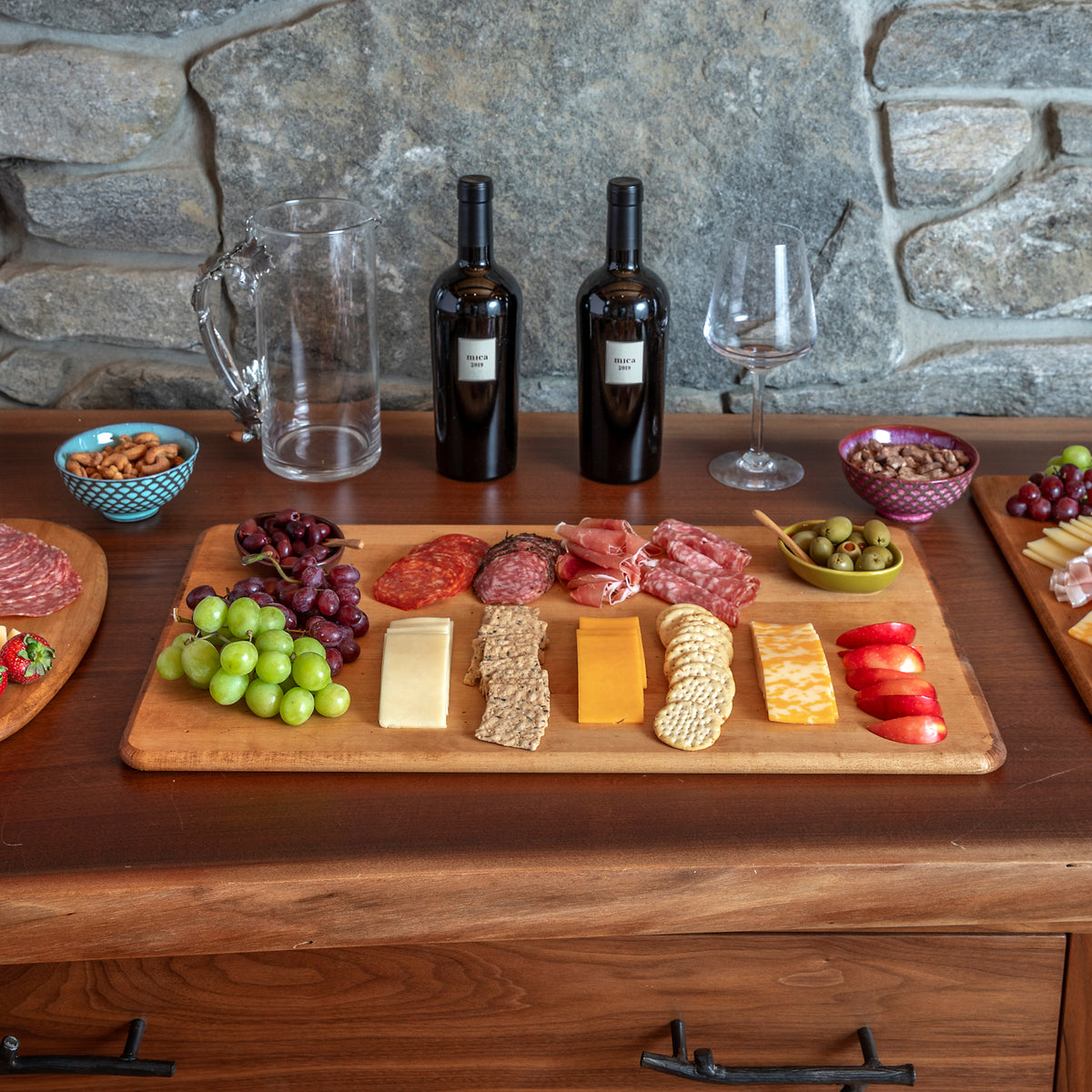 J.K. Adams Artisan 24" x 14" Hardwood Maple Wooden Serving Board for Charcuterie