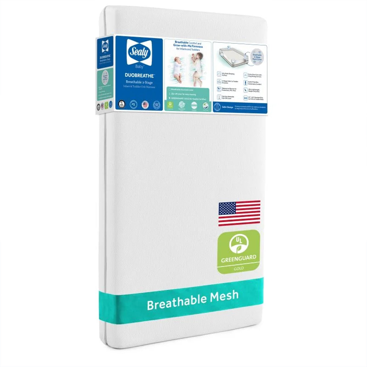 Sealy Baby DuoBreathe 2 Stage Firm Breathable Infant and Toddler Crib Mattress