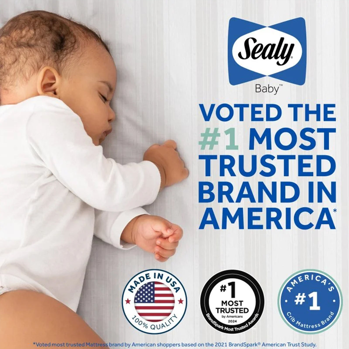 Sealy Baby Infant & Toddler Butterfly Crib Mattress, 52 x 28 Inch, White Stripe