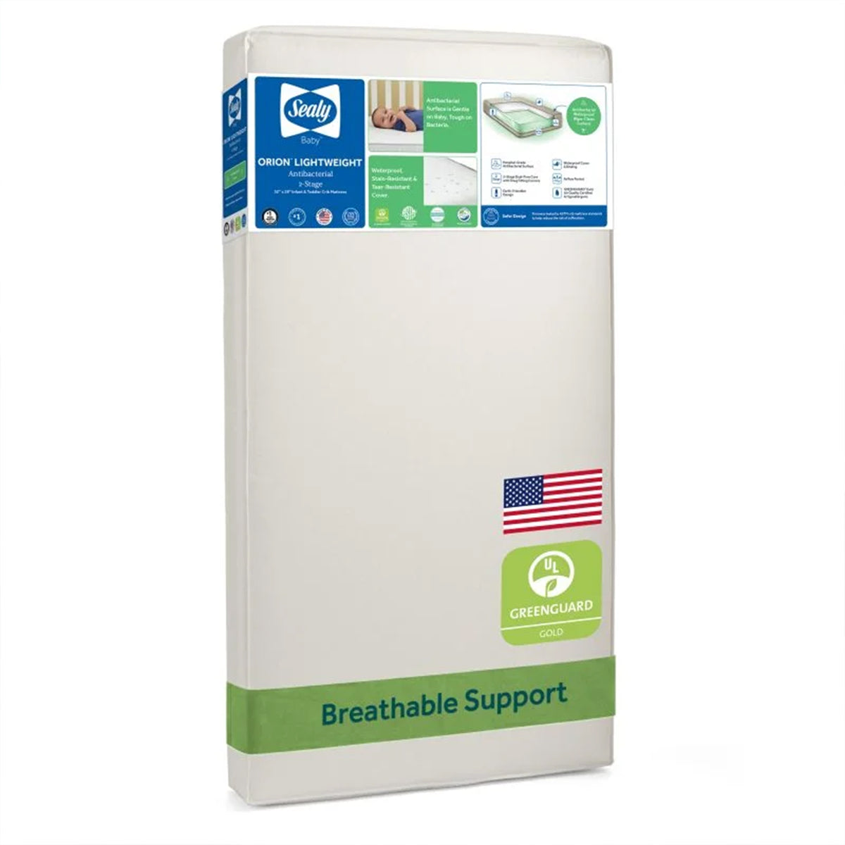 Sealy Baby 2-Stage Breathable, Waterproof Infant and Crib Bed Mattress, Orion
