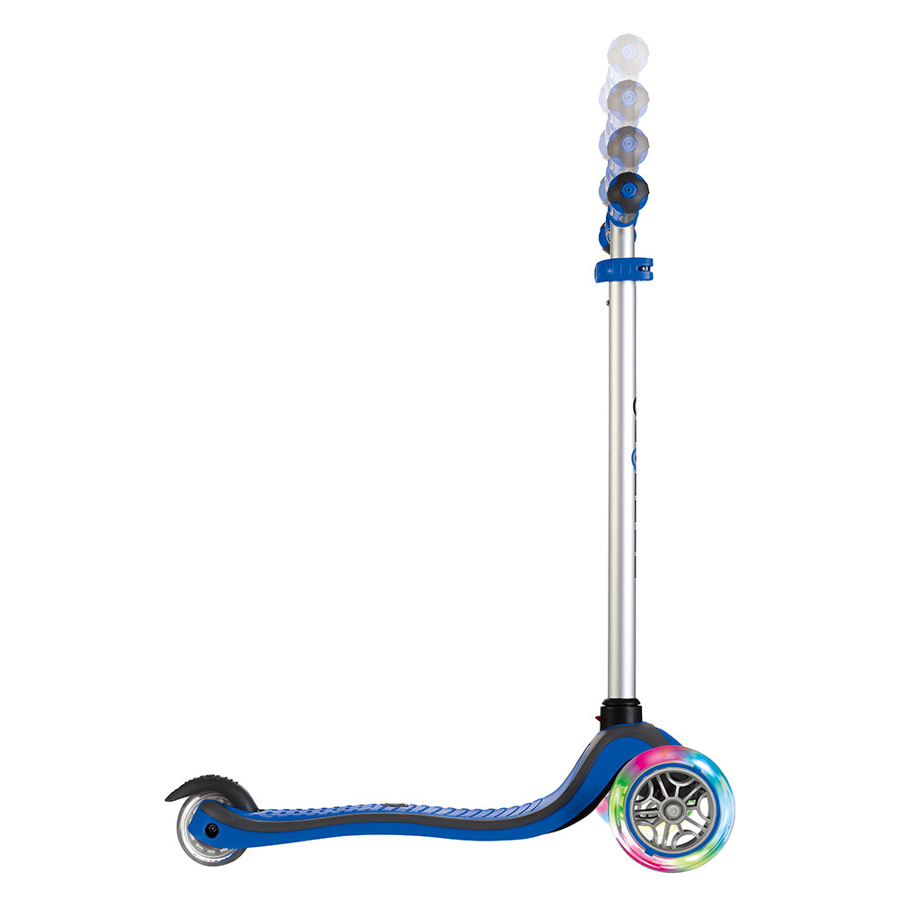 Globber 442-100 V2 3-Wheel Kids Kick Scooter with LED Light Up Wheels, Dark Blue