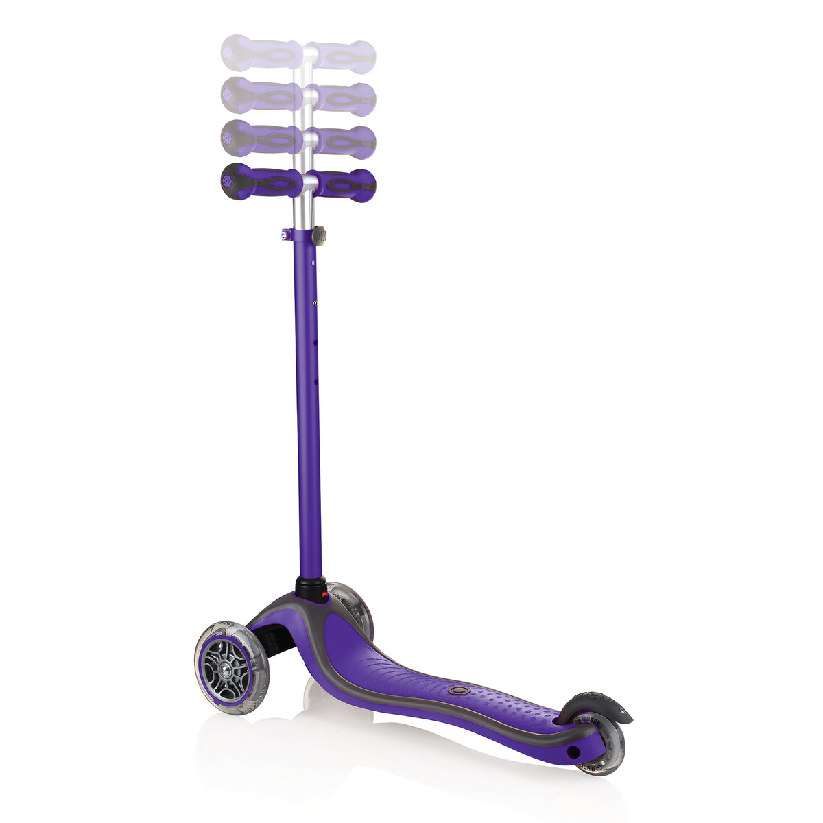 Globber V2 3-Wheel Kids Kick Scooter with LED Light Up Wheels, Purple (Open Box)