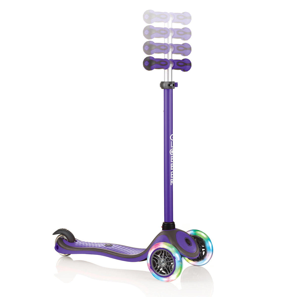 Globber V2 3-Wheel Kids Kick Scooter with LED Light Up Wheels, Purple(For Parts)