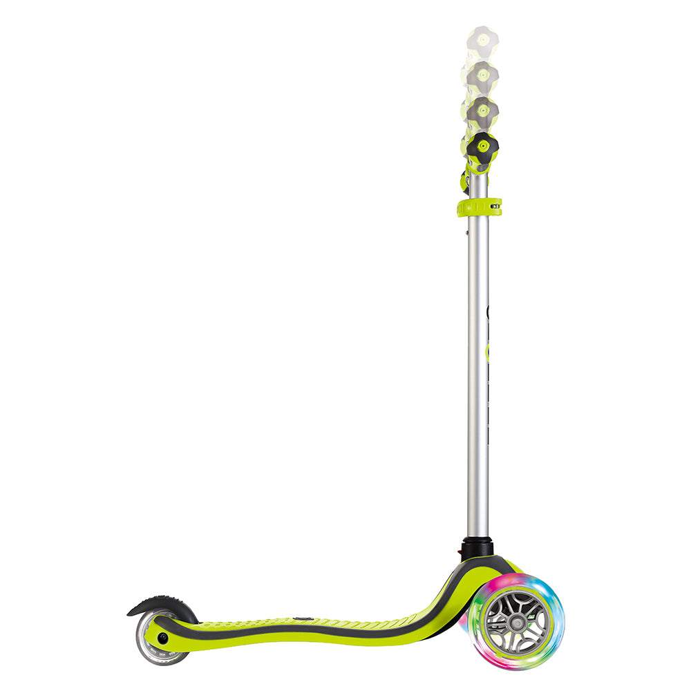 Globber 442-106 V2 3-Wheel Kids Kick Scooter with LED Light Up Wheels, Lime