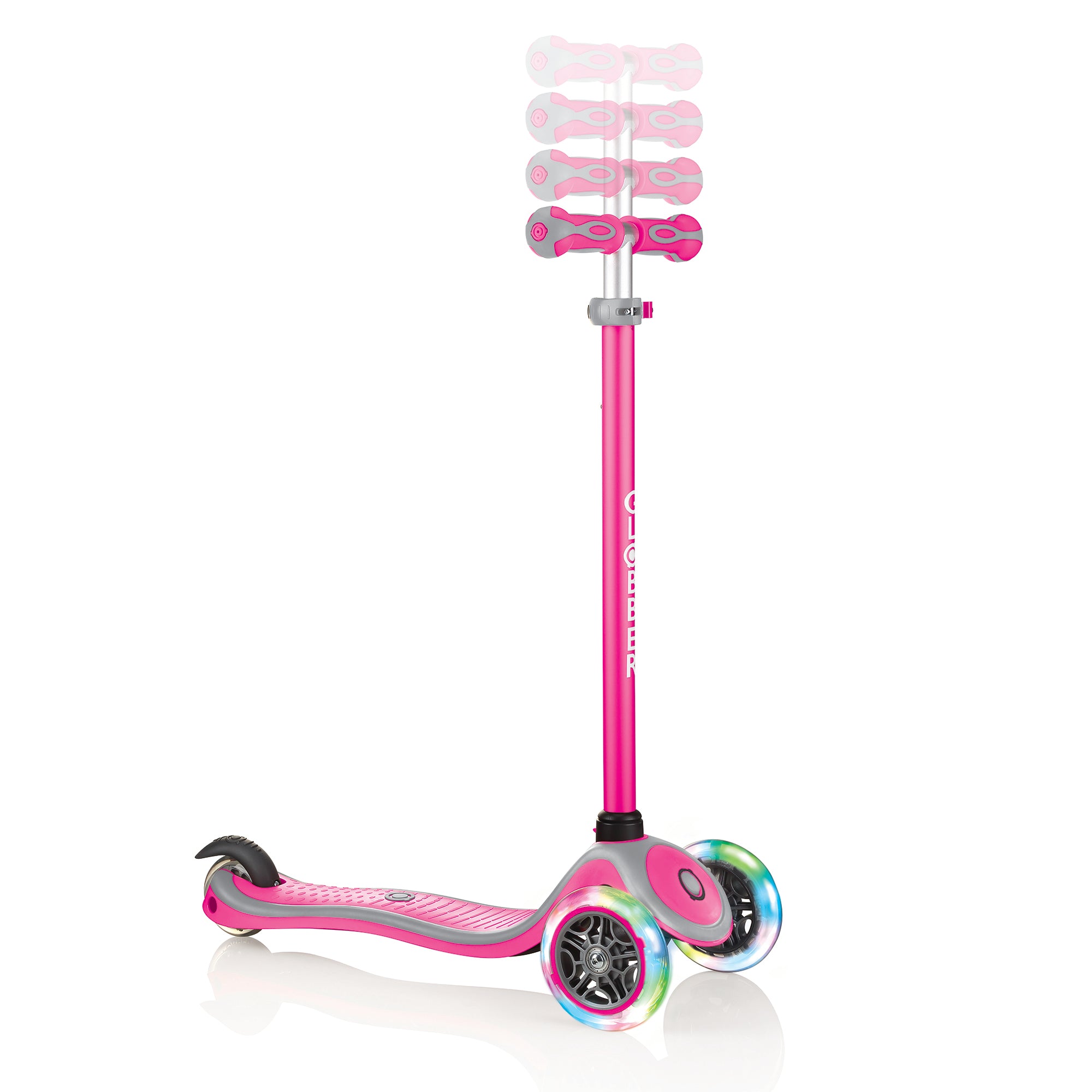 Globber 3-Wheel Kids Kick Scooter with LED Light Up Wheels, Pink (Open Box)