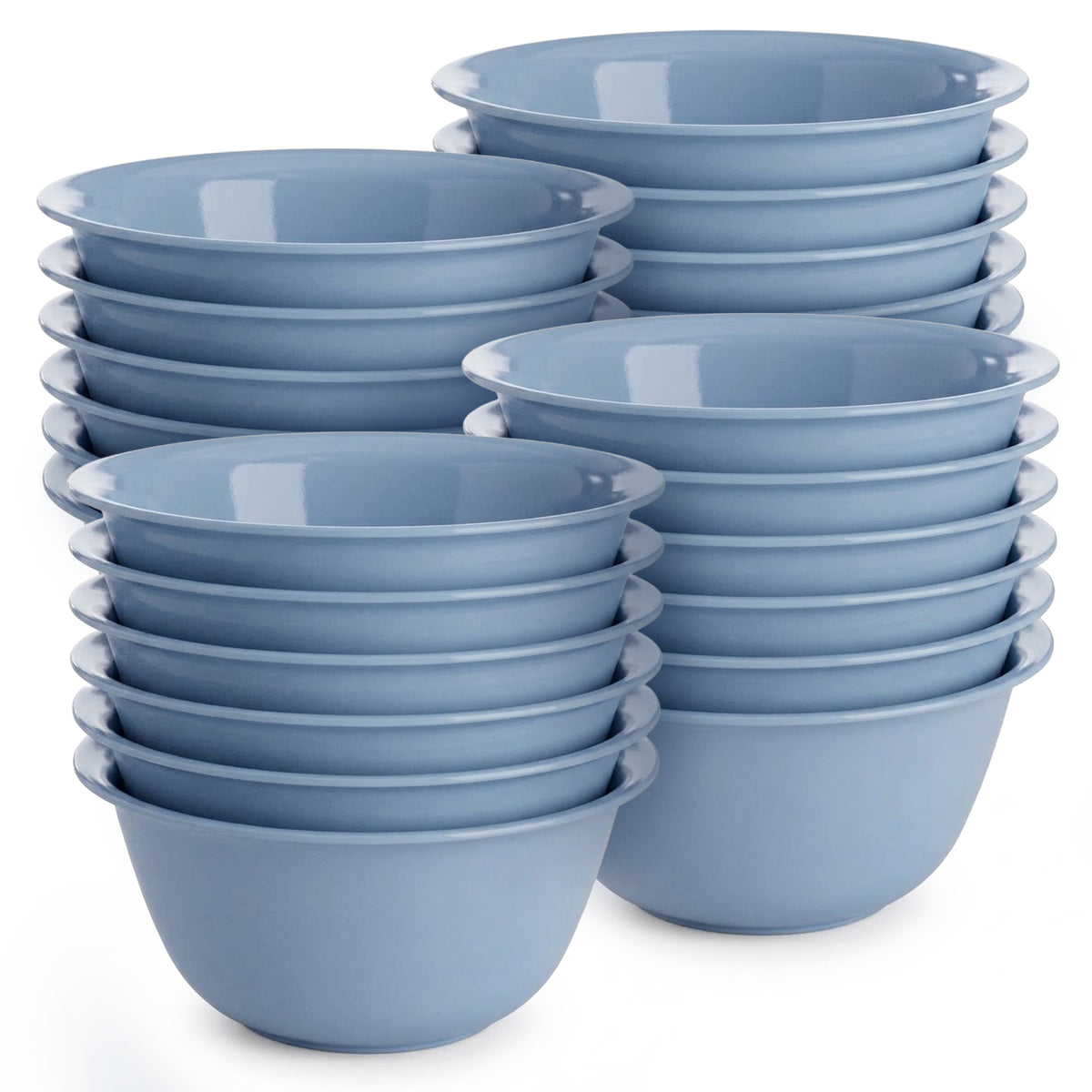 Sterilite Plastic 6 Quart Bowl for Serving and Food Prep, Washed Blue, 24 Pack