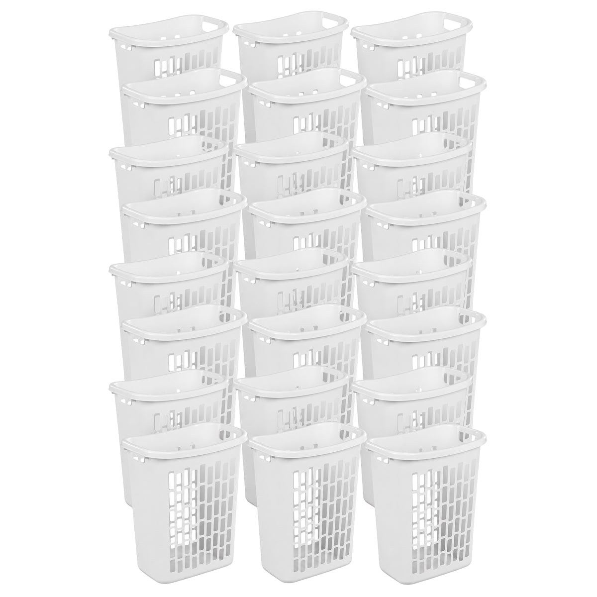 Sterilite Rectangle Open Top Hamper, 1.8 Bushel Laundry Basket, White, 24 Pack