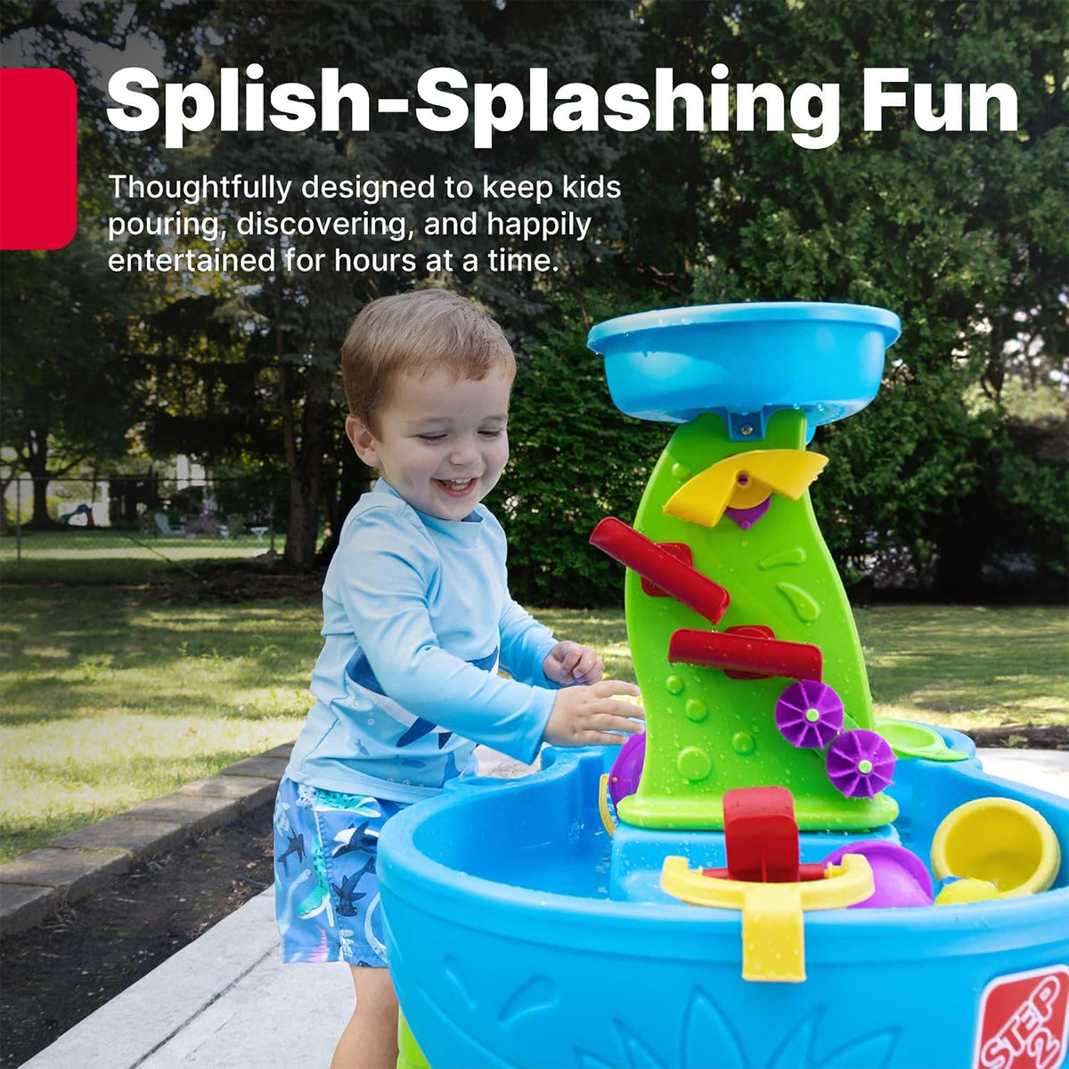 Step2 Rain Showers Splash Pond Sensory Water Table with Cover for Outdoor Play