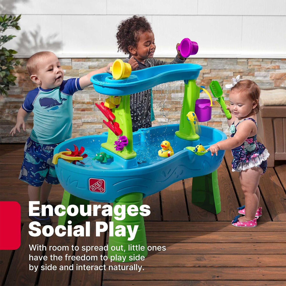 Step2 Rain Showers Splash Pond Sensory Water Table with Cover for Outdoor Play