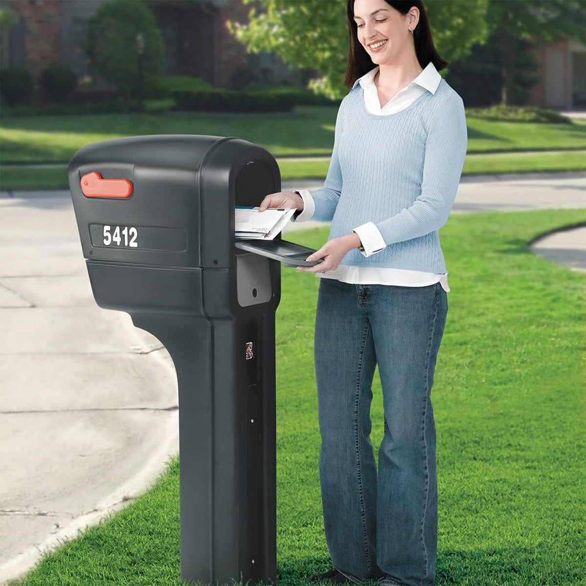 Step2 MailMaster Plus Mailbox with Newspaper Slot and Dual Access Doors, Black