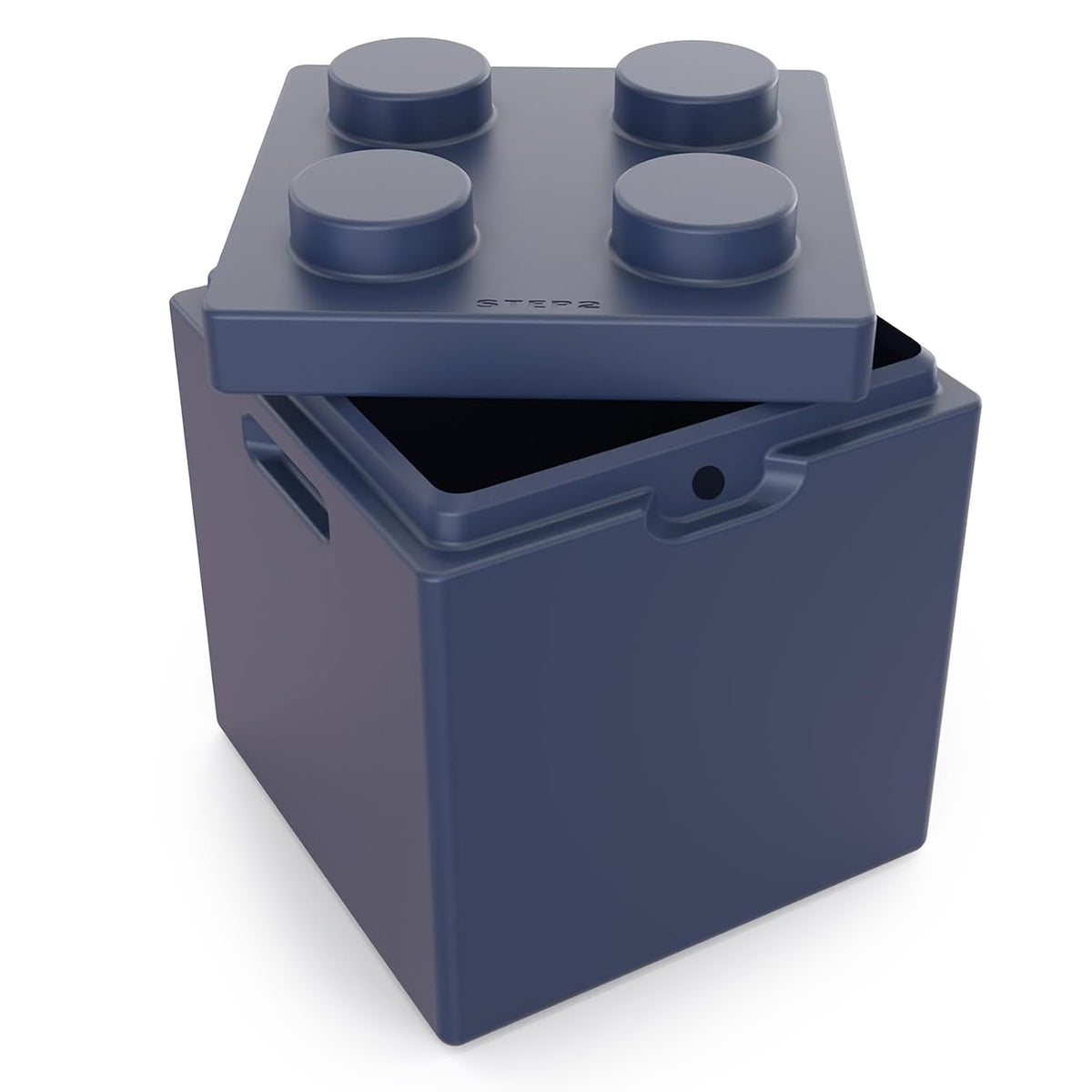 Step2 Contemporary Builders Toy Box with Lid, Storage Chest for Kids, Denim Blue