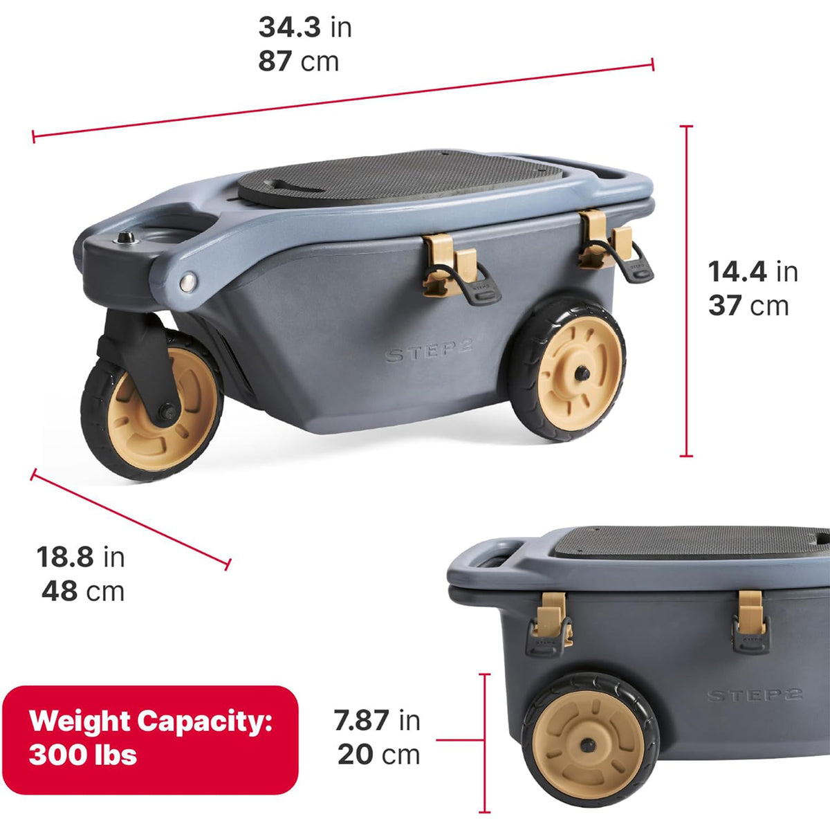Step2 EverTough Garden Hopper Rolling Cart with Built In Handle and Storage