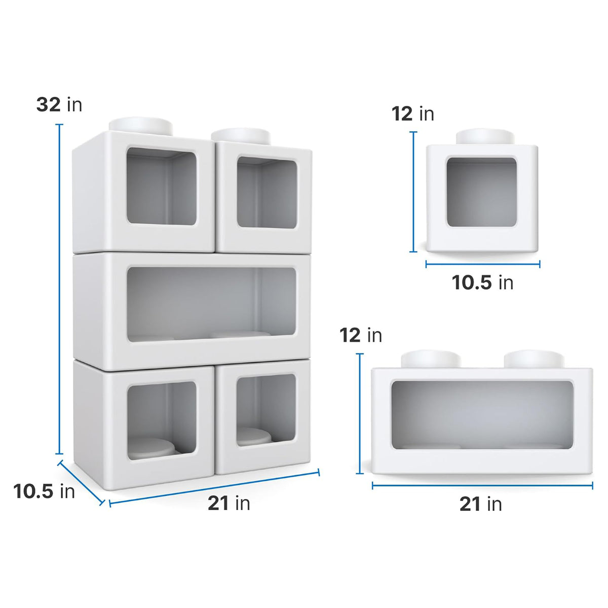Step2 5 Pc Open-Front Contemporary Builders Storage Cubes Toys Organizer, White