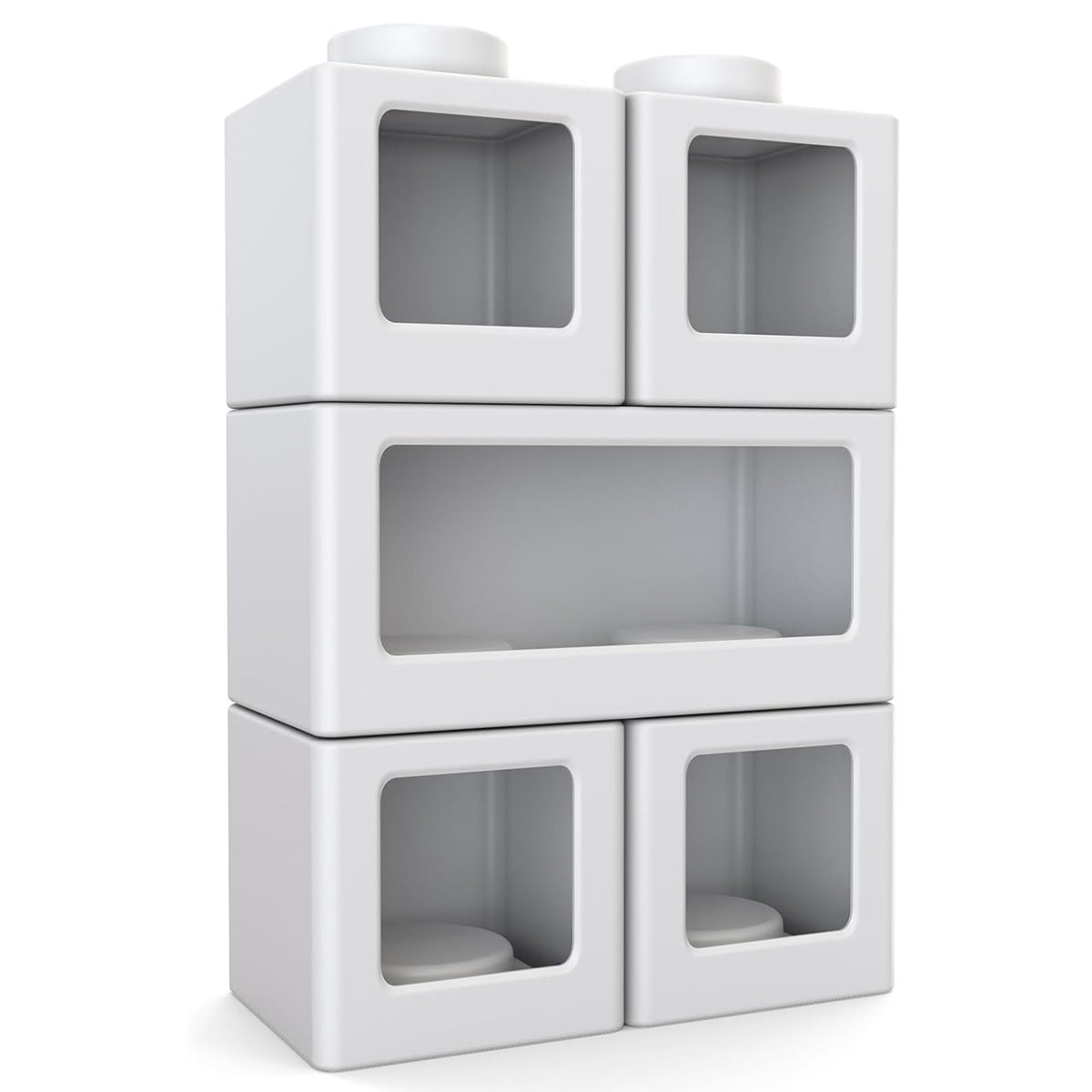 Step2 5 Pc Open-Front Contemporary Builders Storage Cubes Toys Organizer, White