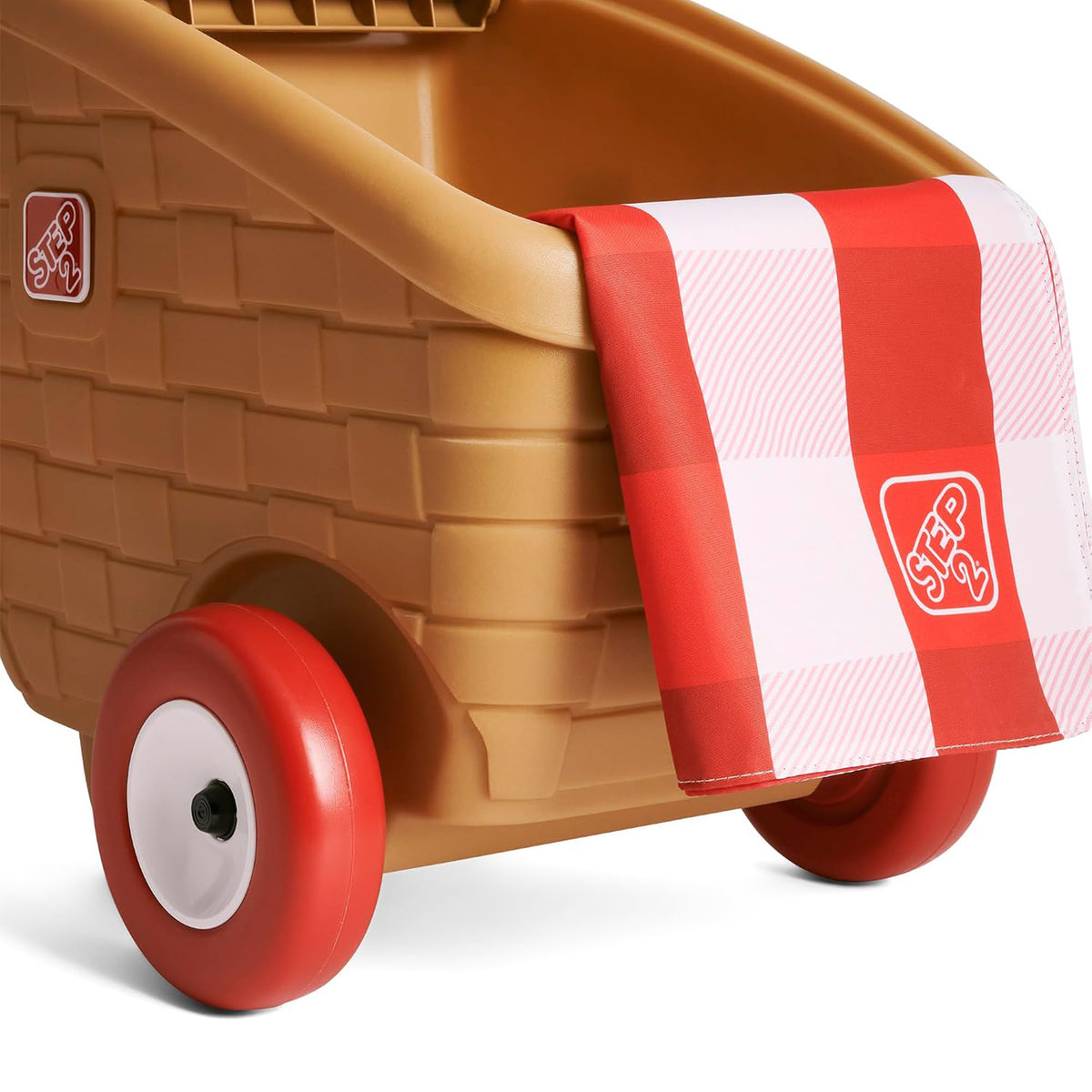 Step2 My First Picnic Rolling Basket, 30 Pc Pretend Play Accessory Set, Brown