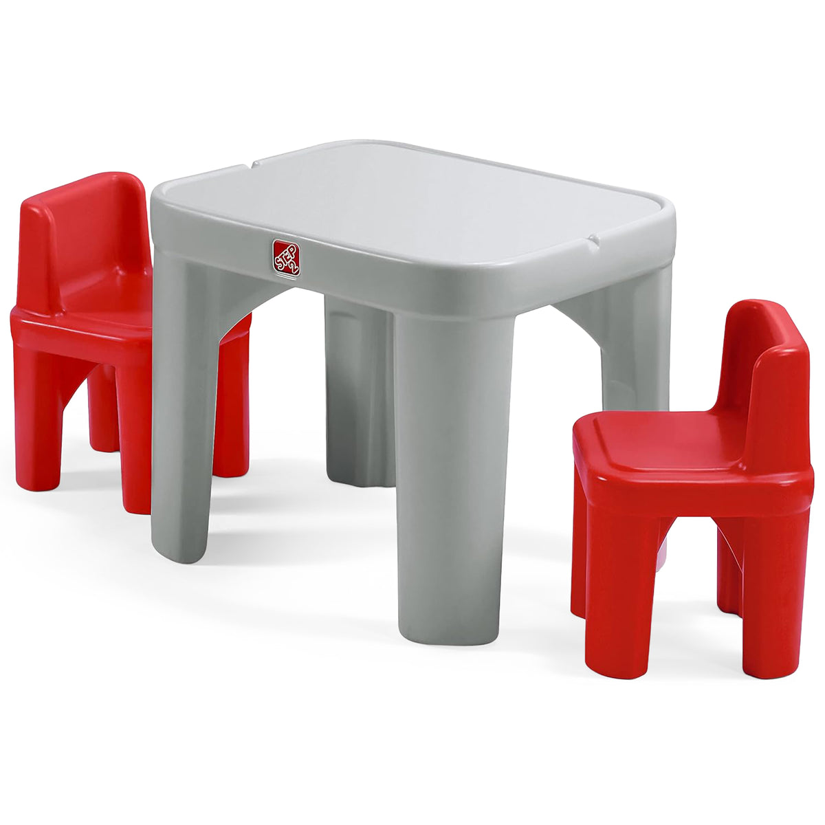 Step2 Mighty My Size Table and Chairs Set for Kids 2 Years and Up, Gray, Red