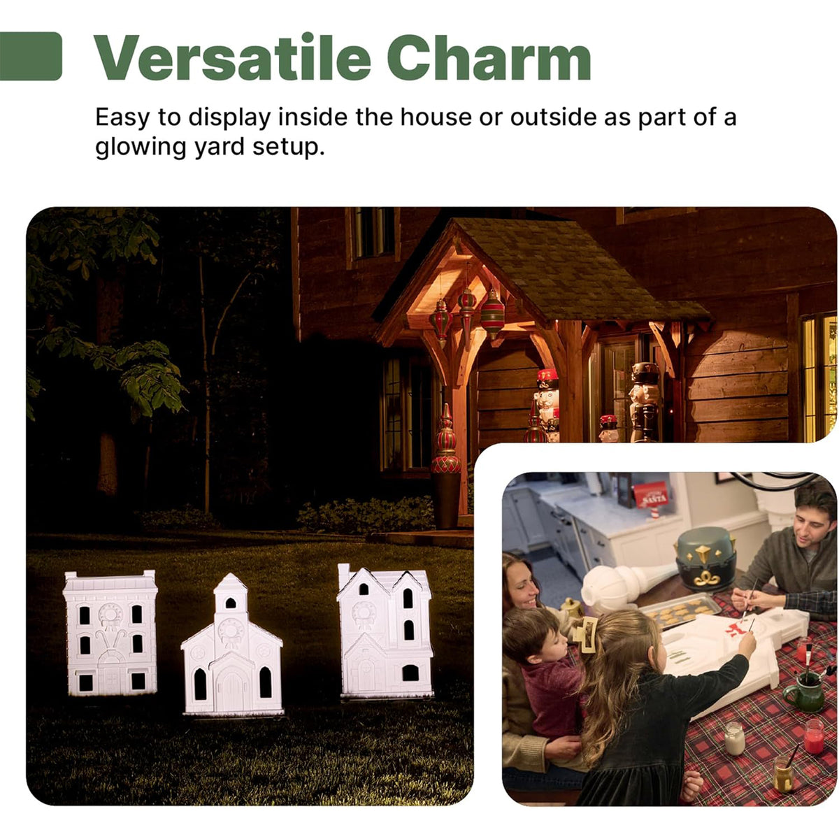 Step2 Paintable Large 3-Piece Outdoor Christmas Village Decor Display, White
