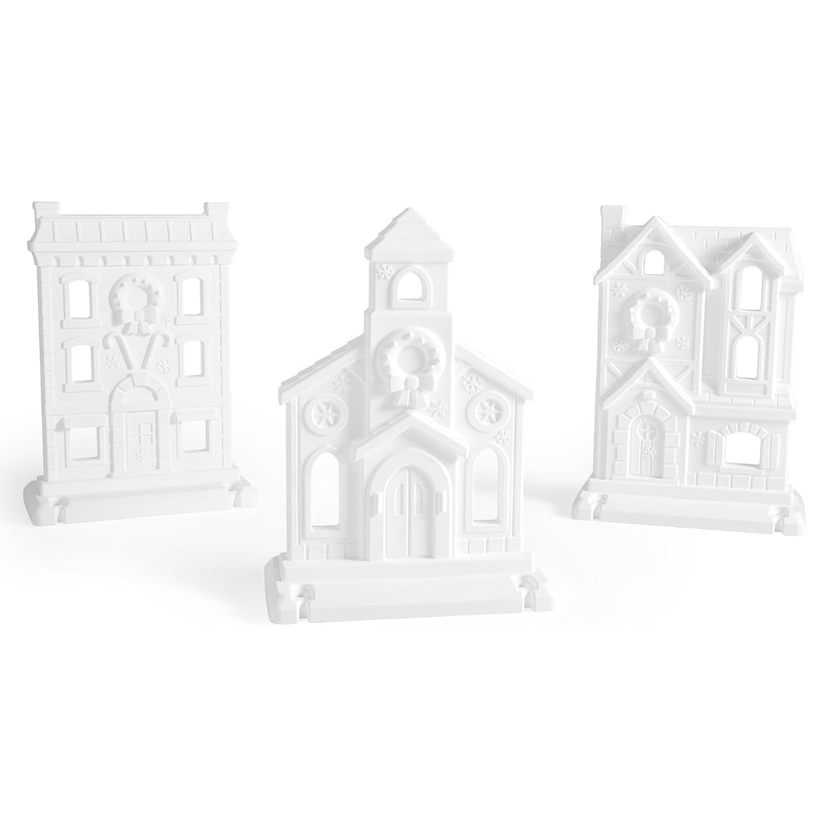 Step2 Paintable Large 3-Piece Outdoor Christmas Village Decor Display, White