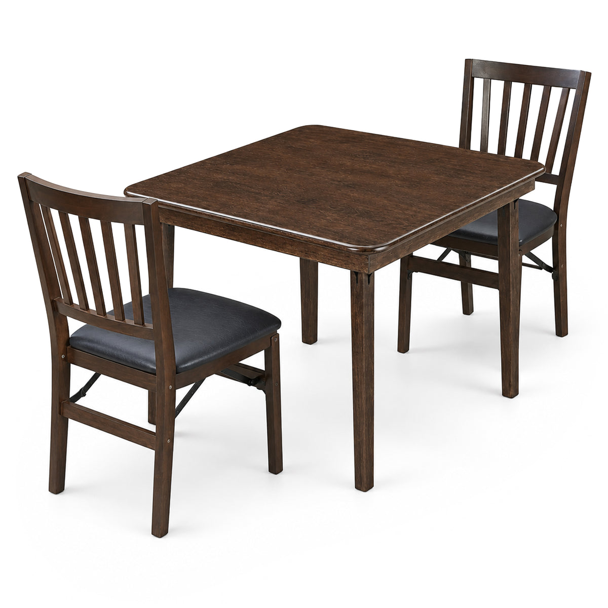 MECO Stakmore Wood Fabric Upholstered Seat Folding Chairs and Folding Table Set