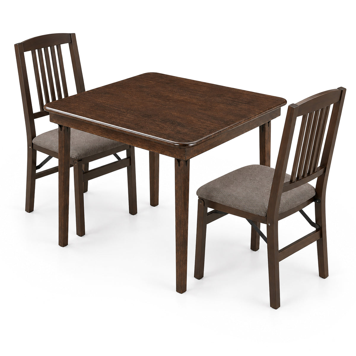 MECO Stakmore Wood Fabric Upholstered Seat Folding Chairs and Folding Table Set