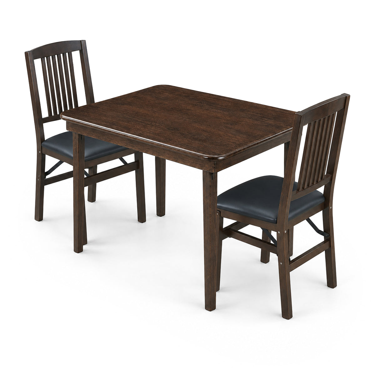 MECO Stakmore Wood Fabric Upholstered Seat Folding Chairs and Folding Table Set