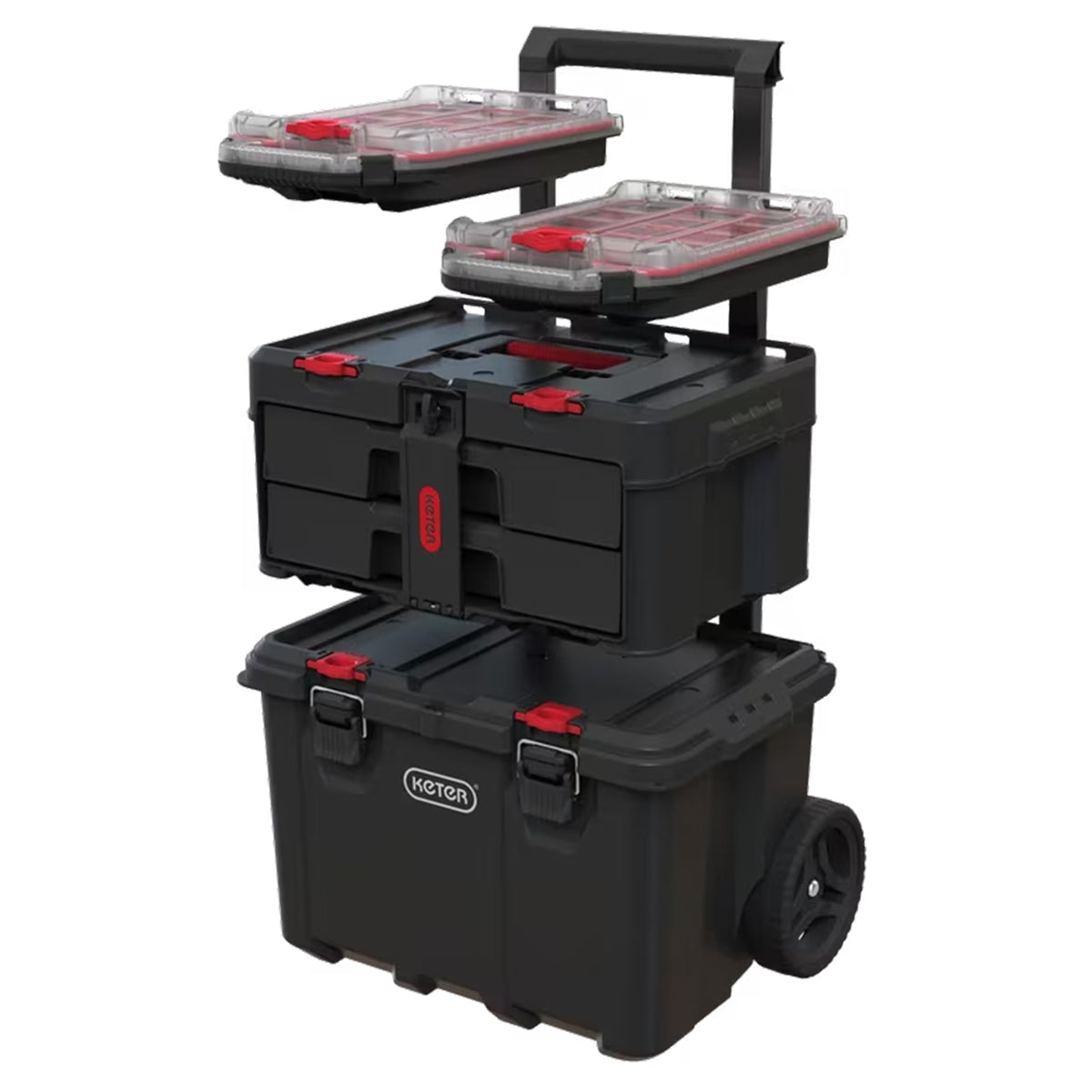 Keter Stack & Roll 2.0 Tool Storage System with Wheels and Handle Black/Red - VMInnovations
