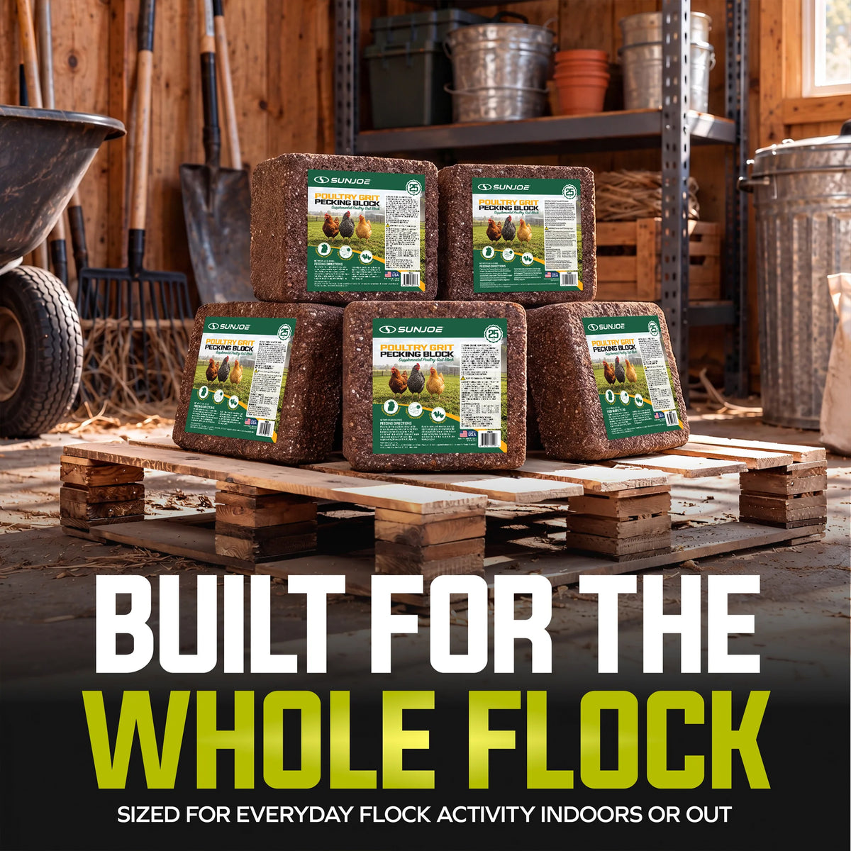 Sun Joe Poultry Grit Pecking Block for Chickens, Ducks, and Turkeys, 25 Lbs