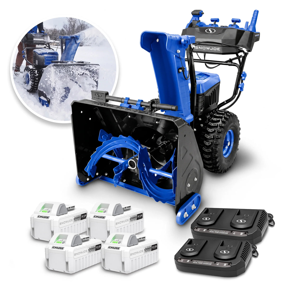 Snow Joe 24-Inch 96V Max Cordless Self-Propelled Snow Blower with 4 Batteries