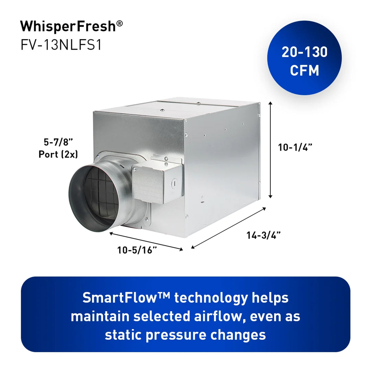 Panasonic WhisperFresh Supply Air Fan with ECM Motor and 6" Duct, 20-130 CFM