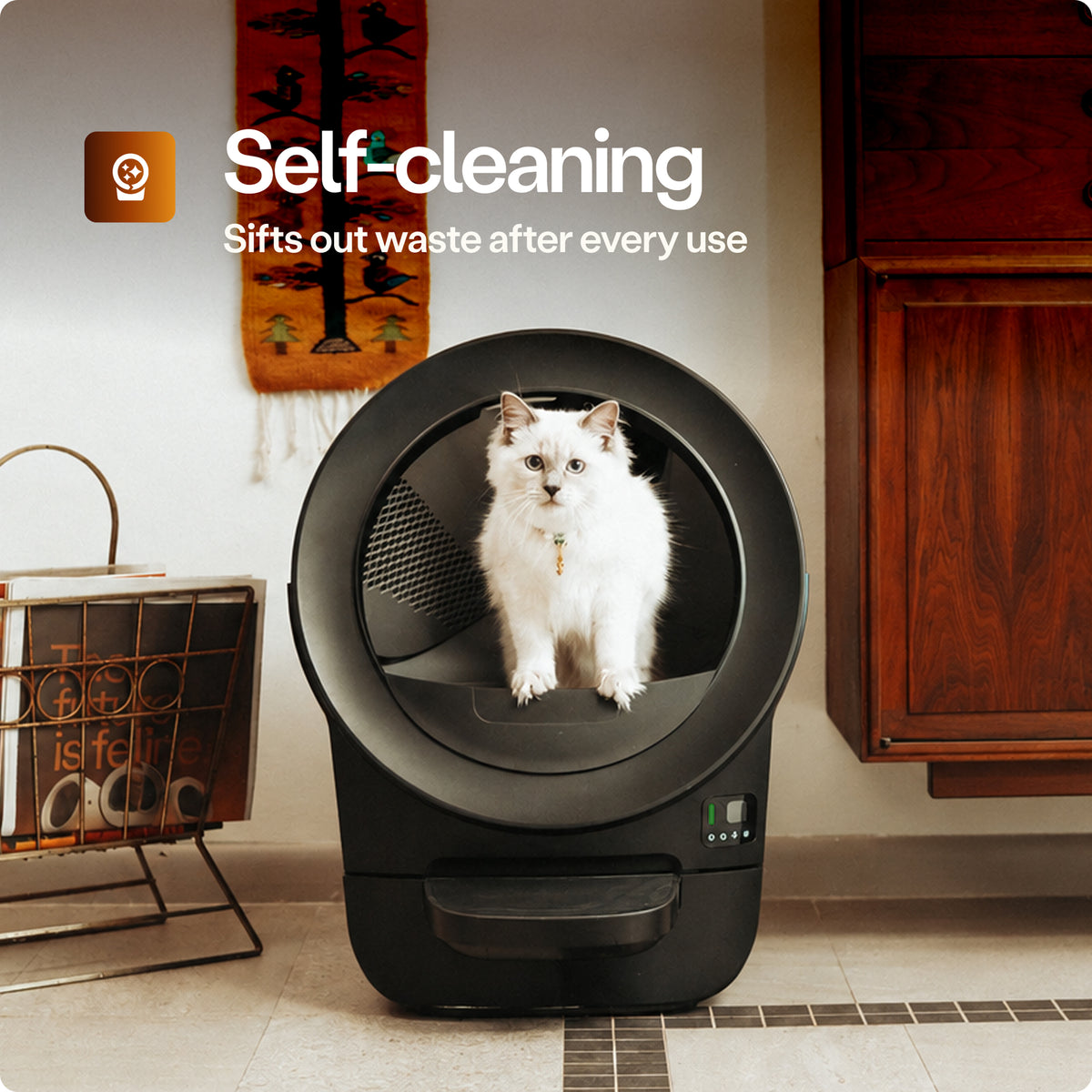 Whisker Litter-Robot EVO, Black - Automatic Self-Cleaning Cat Litter Box - VMInnovations