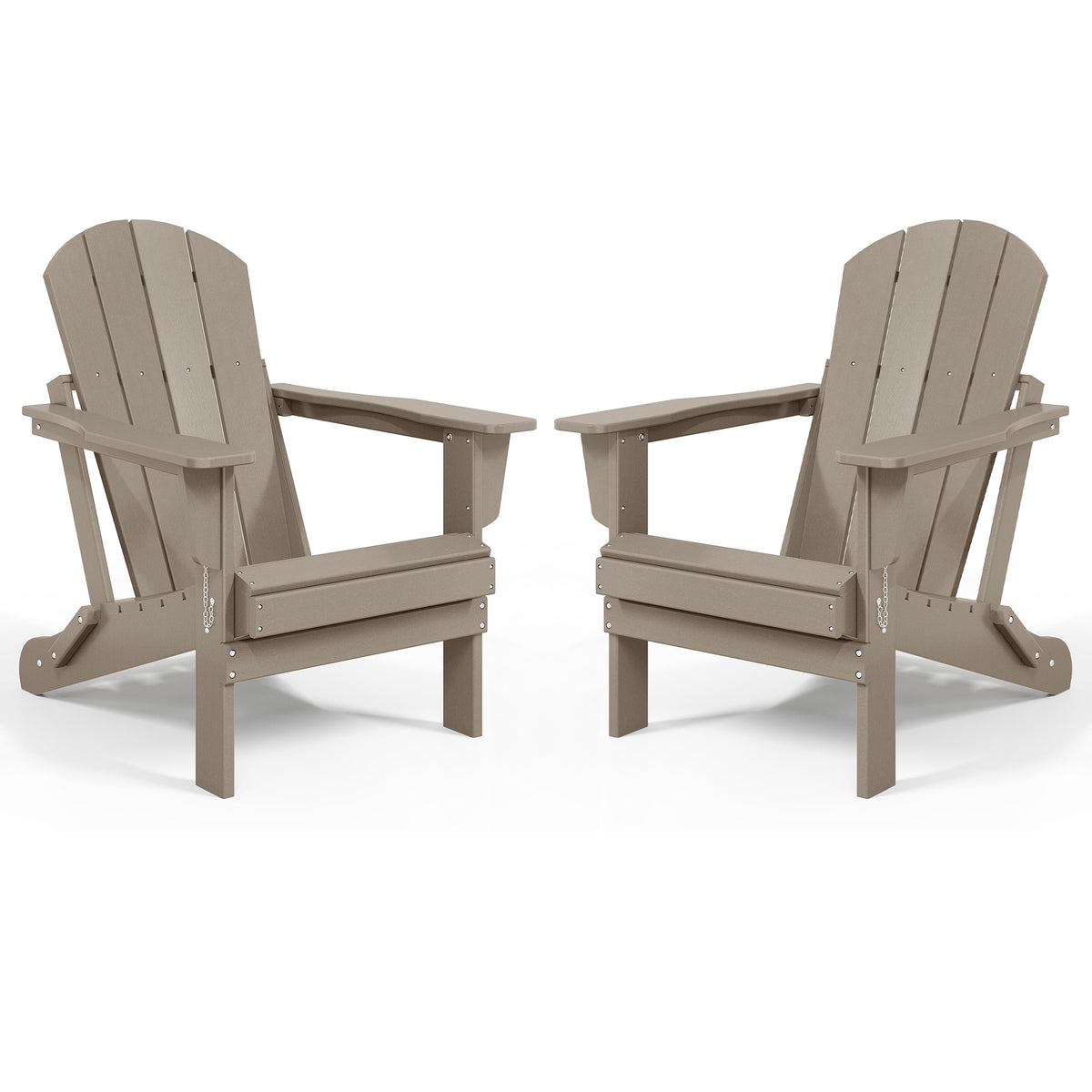 WestinTrends Malibu Outdoor Patio HDPE Folding Adirondack Chair, Weathered Wood (2 Pack)