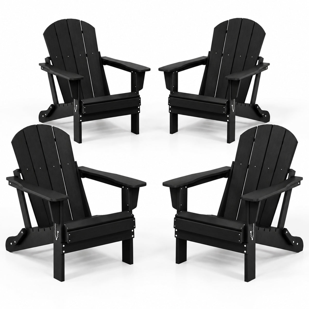 WestinTrends Malibu Classic Outdoor Folding Adirondack Chair, Black, 4 Pack