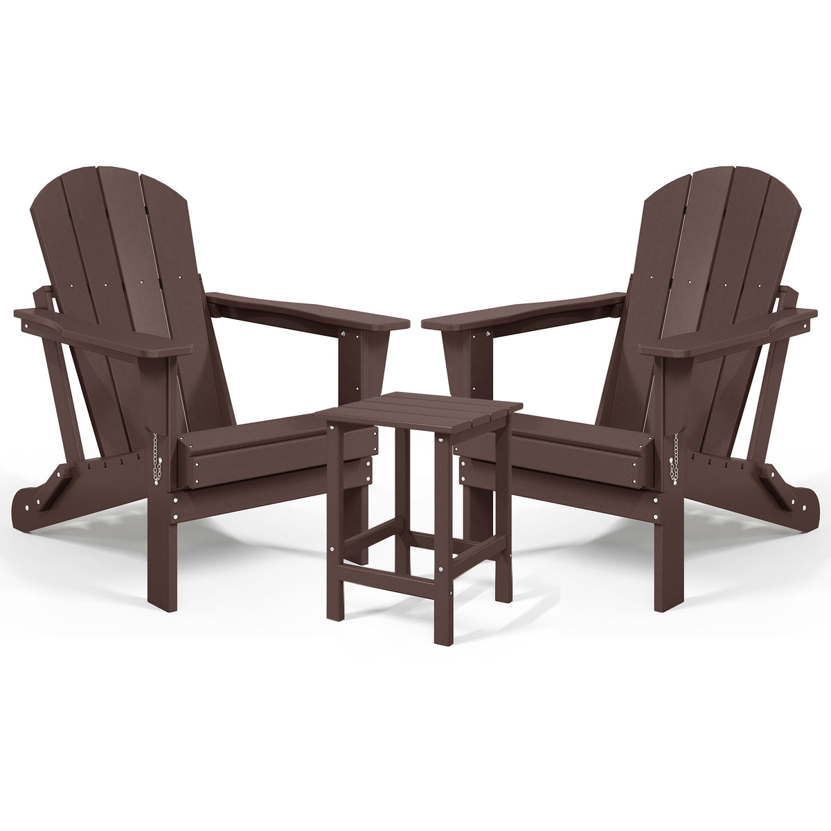 WestinTrends Malibu Patio Set with 2 Adirondack Chairs and Side Table, Brown