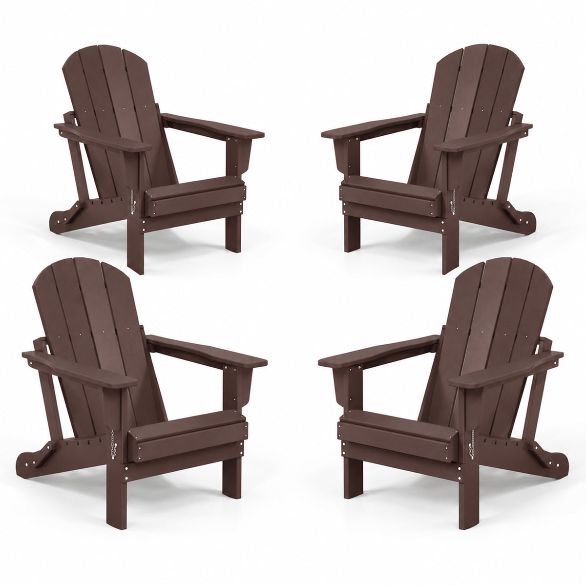 WestinTrends Malibu Classic Outdoor Folding Adirondack Chair, Brown, 4 Pack