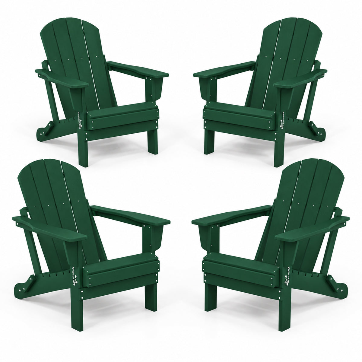 WestinTrends Malibu Classic Outdoor Folding Adirondack Chair, Green, 4 Pack