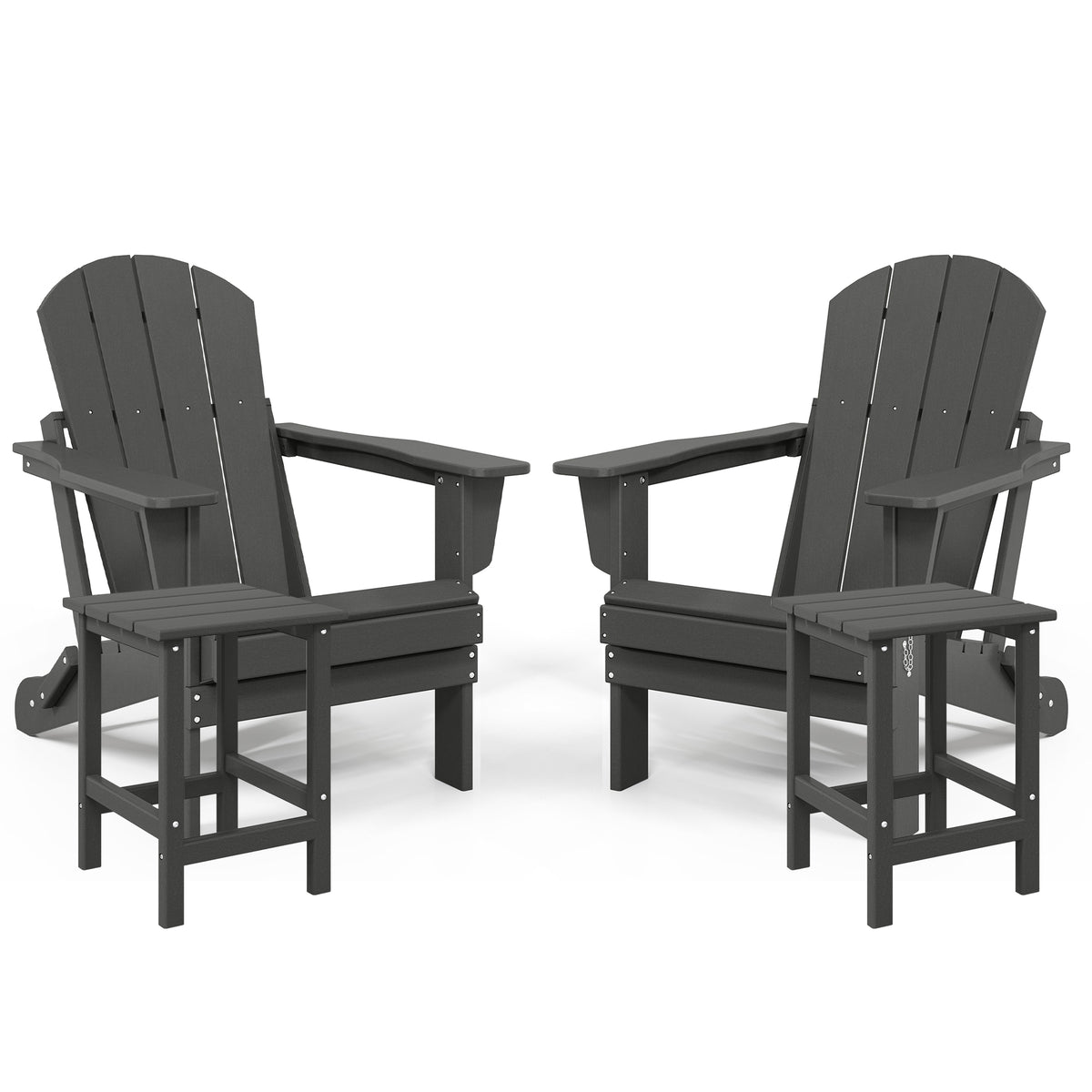 WestinTrends Malibu Patio Set with 2 Adirondack Chairs and 2 Side Tables, Gray