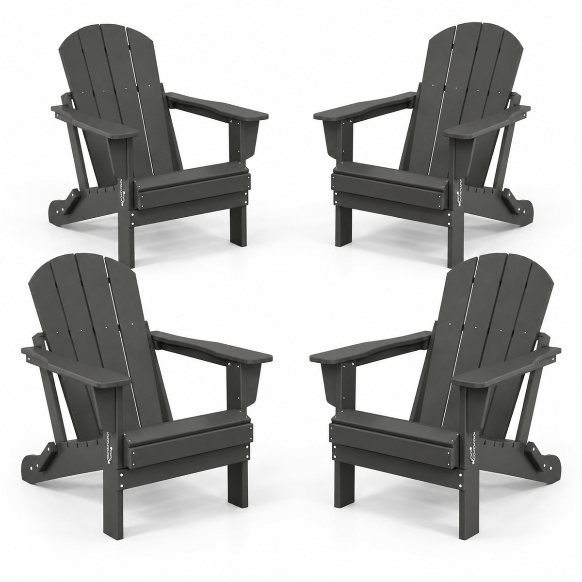 WestinTrends Malibu Classic Outdoor Folding Adirondack Chair, Gray, 4 Pack