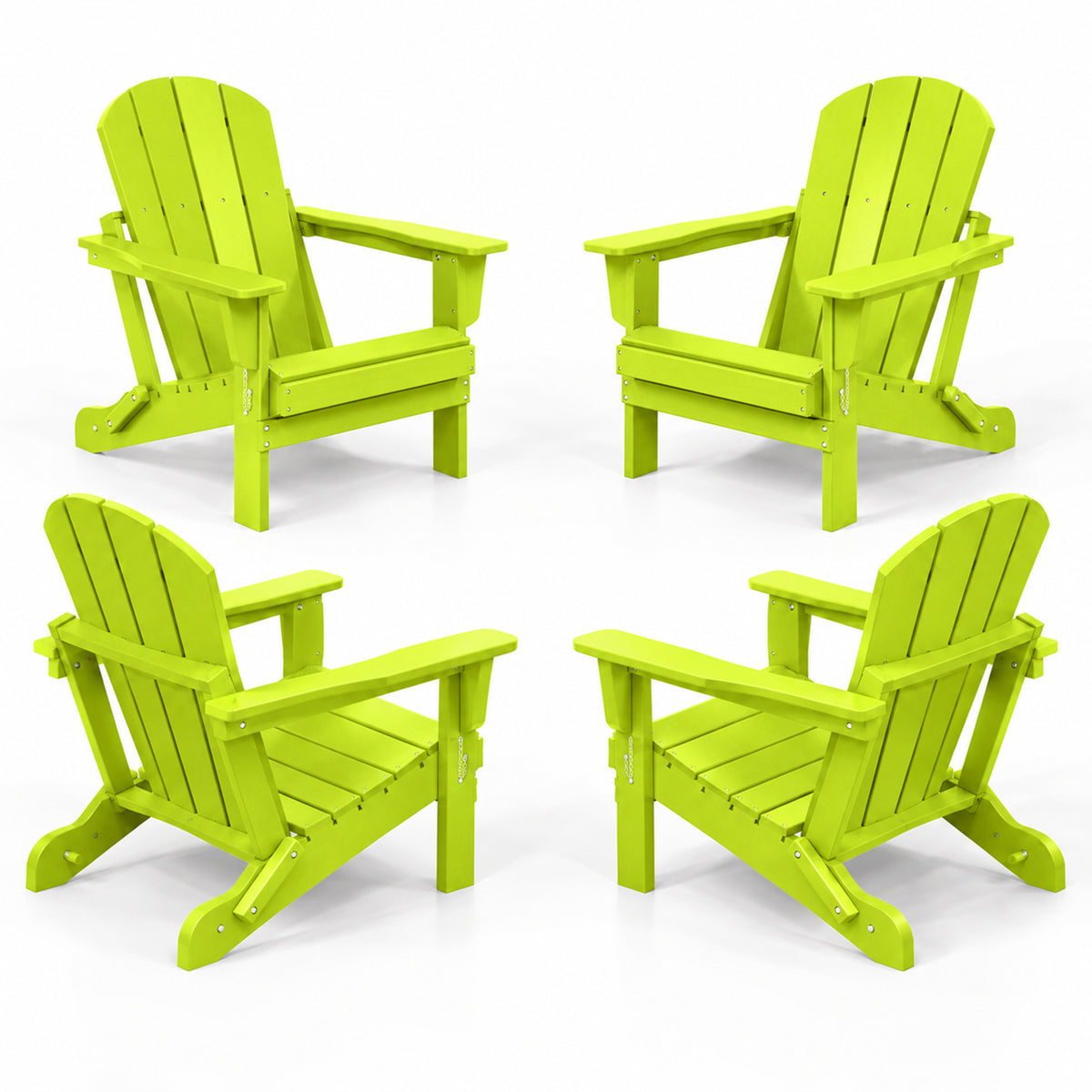 WestinTrends Malibu Classic Outdoor Folding Adirondack Chair, Lime, 4 Pack