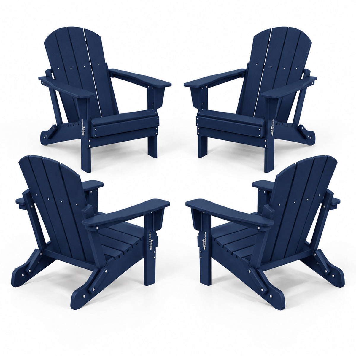 WestinTrends Malibu Outdoor Patio Folding Adirondack Chair, Navy Blue, 4 Pack
