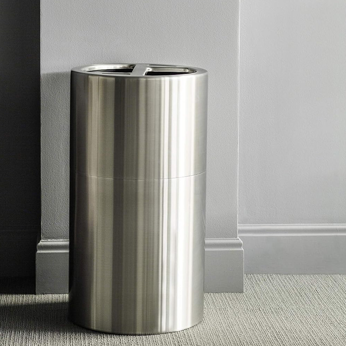 Safco 30 Gallon Trash Can Recycling Bin Combo for Indoor Kitchen Use, Silver